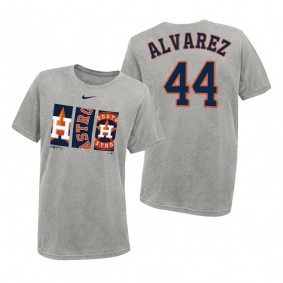 Houston Astros Yordan Alvarez Heathered Charcoal 3Peat Team Logo Legend Performance T-Shirt