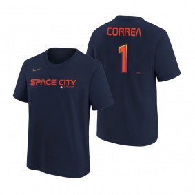 Youth Houston Astros Carlos Correa Navy Name & Number T-shirt 2022 City Connect