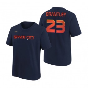 Youth Houston Astros Michael Brantley Navy Name & Number T-shirt 2022 City Connect