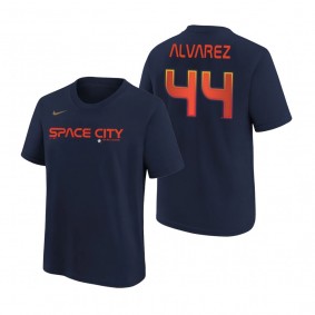 Youth Houston Astros Yordan alvarez Navy Name & Number T-shirt 2022 City Connect